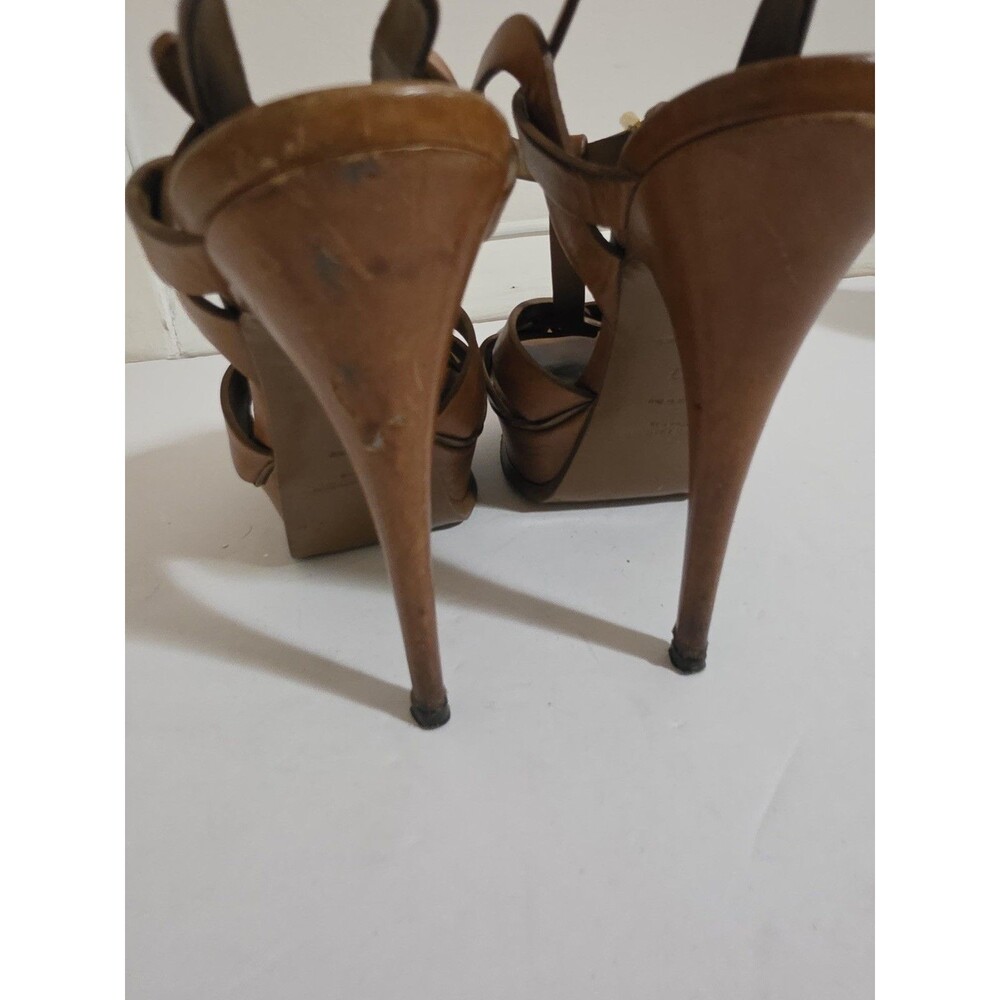 Yves Saint Laurent Dark Beige Leather Tribute Sandals Size Eu37/7US - Picture 4 of 8